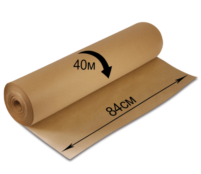 Крафт-бумага в рулоне,  840 мм х 40 м, плотность 78 г/м2, BRAUBERG