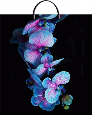 Пакеты-сумки с пластмассовыми ручками 44*40 "Голубая орхидея NEW" /10/100 Т