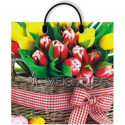 Пакеты-сумки с пластмассовыми ручками 40*42 "Корзина с тюльпанами" /10/100 М